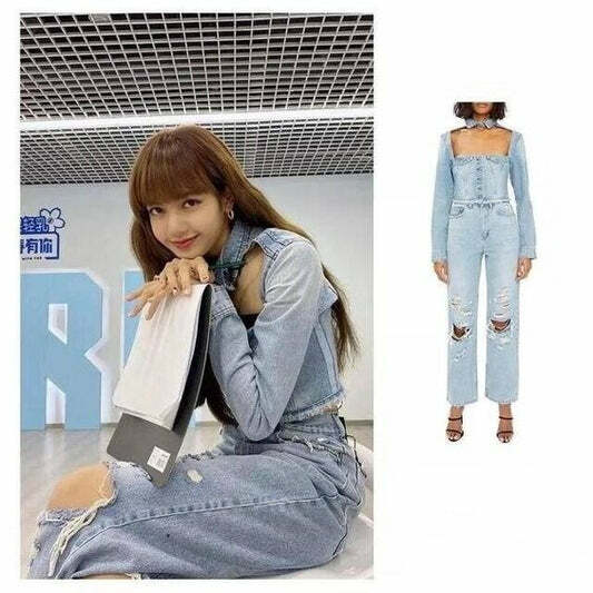 Blackpink Lisa Inspired Y2K Top & Jeans - 90s Grunge, Retro, Summer, Party, Club Outfits