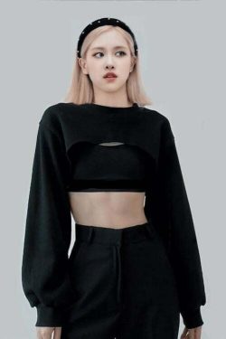 Blackpink Rose Inspired Y2K Grunge Black Slimming Suit Set - 90s Fashion, Y2K Summer Outfits