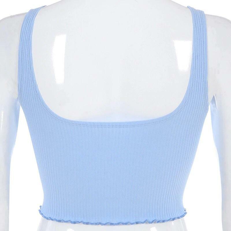 Blue Cherry Crop Top - Y2K Summer Outfit, 90s Fashion, Grunge, Retro Style, Y2K Club & Party Wear