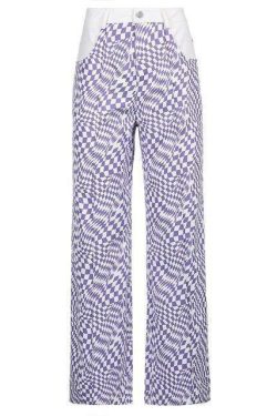 Blue Floral Print Pants - Y2K Summer Outfit, 90s Fashion, Grunge, Retro Style, Y2K Club Outfits