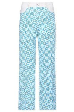 Blue Floral Print Pants - Y2K Summer Outfit, 90s Fashion, Grunge, Retro Style, Y2K Club Outfits