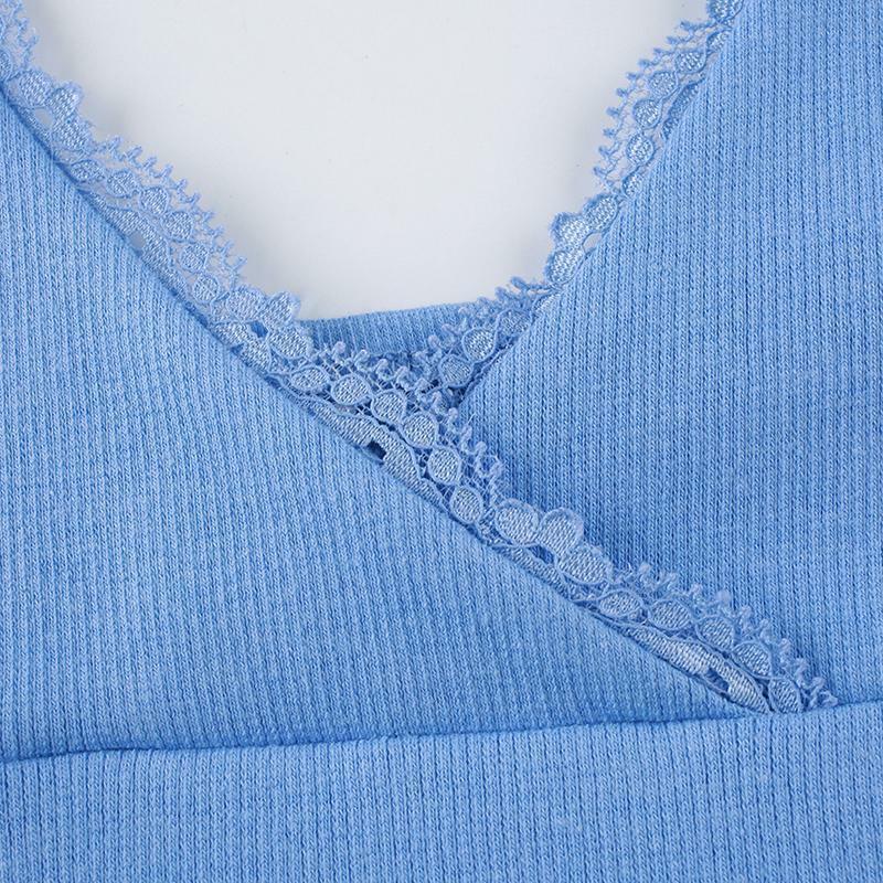 Blue V Neck Mini Dress - Y2K Summer Outfit, 90s Fashion, Grunge, Retro Style, Y2K Party Look