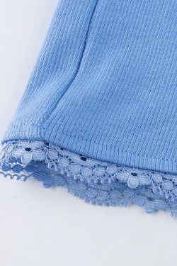 Blue V Neck Mini Dress - Y2K Summer Outfit, 90s Fashion, Grunge, Retro Style, Y2K Party Look
