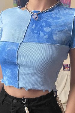 Blue Y2K Crop Top - Perfect for 90s Grunge, Retro Summer Outfits, and Y2K Party Looks