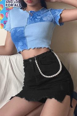 Blue Y2K Crop Top - Perfect for 90s Grunge, Retro Summer Outfits, and Y2K Party Looks