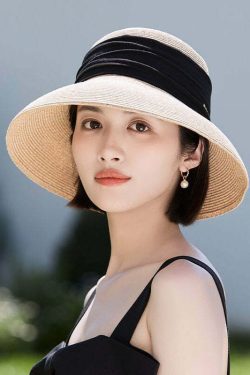 Bohemian Beige Large Brim Straw Woven Floppy Sun Hat - Y2K Summer & 90s Retro Fashion