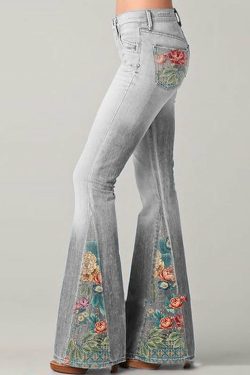 Bohemian Blue High Waist Patchwork Denim Flare Bottoms - Y2K Summer Grunge 90s Fashion