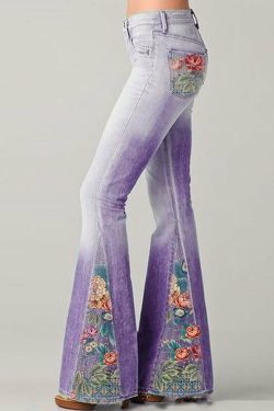 Bohemian Blue High Waist Patchwork Denim Flare Bottoms - Y2K Summer Grunge 90s Fashion