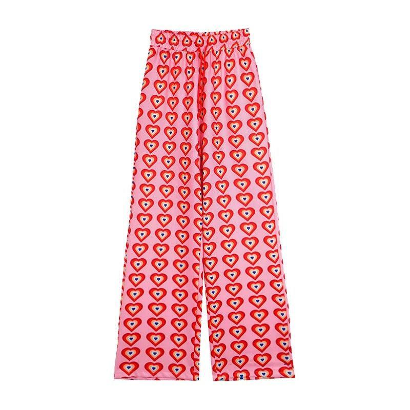 Bohemian Heart Pants - Y2K Summer Grunge Outfit, 90s Retro Style, Pastel Goth, Y2K Fashion