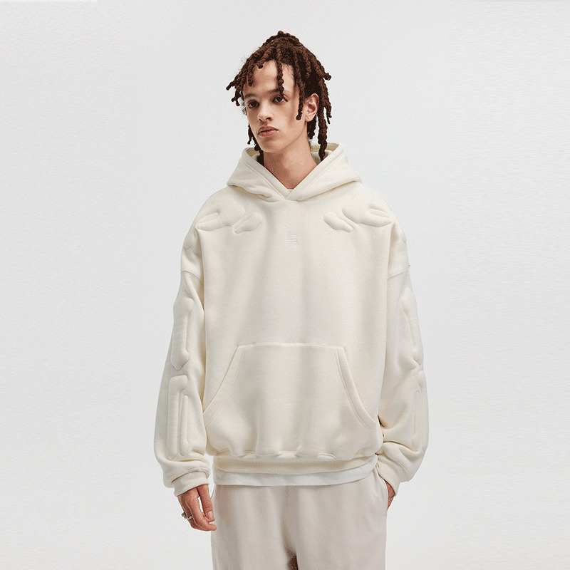 BONELESS Embossed Skeleton Hoodie - Y2K Grunge, 90s Retro, Gothic Y2K, Summer & Party Outfits