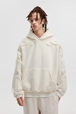 BONELESS Embossed Skeleton Hoodie - Y2K Grunge, 90s Retro, Gothic Y2K, Summer & Party Outfits