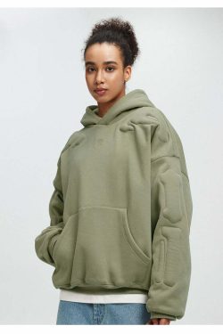 BONELESS Embossed Skeleton Hoodie - Y2K Grunge, 90s Retro, Gothic Y2K, Summer & Party Outfits