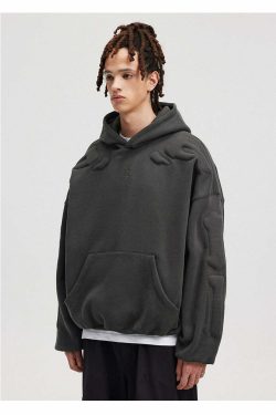 BONELESS Embossed Skeleton Hoodie - Y2K Grunge, 90s Retro, Gothic Y2K, Summer & Party Outfits