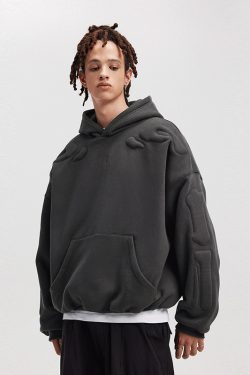 BONELESS Embossed Skeleton Hoodie - Y2K Grunge, 90s Retro, Gothic Y2K, Summer & Party Outfits