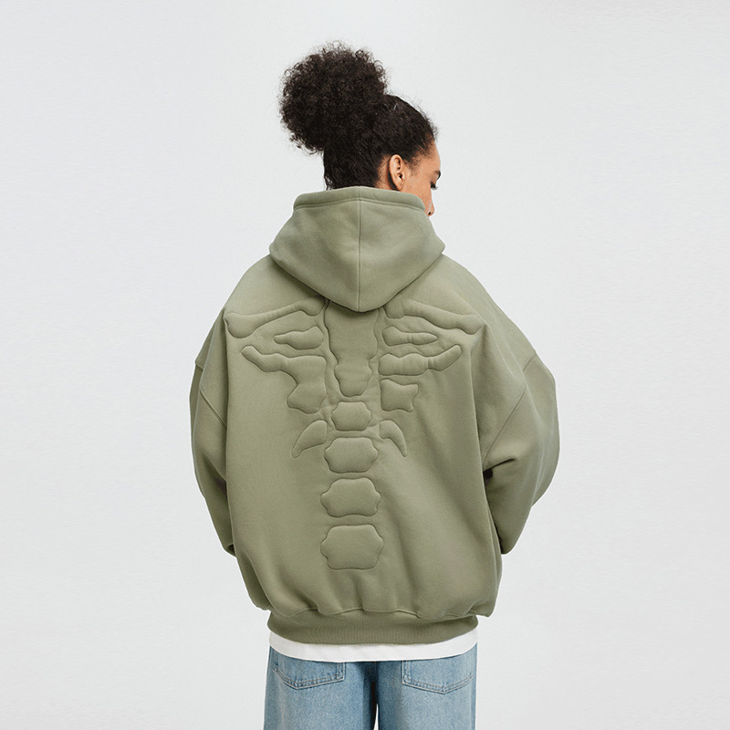 BONELESS Embossed Skeleton Hoodie - Y2K Grunge, 90s Retro, Gothic Y2K, Summer & Party Outfits