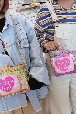 Brain Washed Y2K Grunge Shoulder Bag - Retro 90s Fashion, Pastel Goth, Y2K Club & Party Outfits