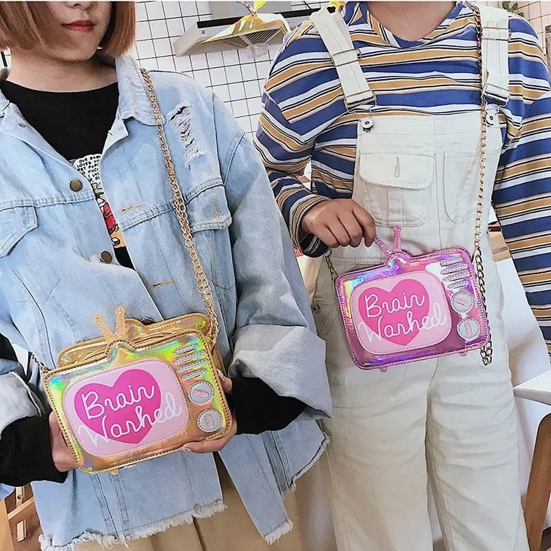 Brain Washed Y2K Grunge Shoulder Bag - Retro 90s Fashion, Pastel Goth, Y2K Club & Party Outfits