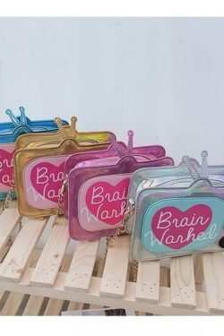 Brain Washed Y2K Grunge Shoulder Bag - Retro 90s Fashion, Pastel Goth, Y2K Club & Party Outfits