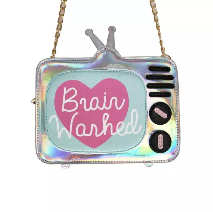 Brain Washed Y2K Grunge Shoulder Bag - Retro 90s Fashion, Pastel Goth, Y2K Club & Party Outfits
