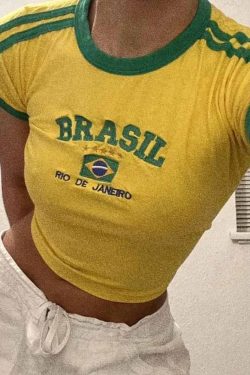 Brasil Crop Top - Y2K Summer Grunge, 90s Retro, Pastel Goth, Y2K Party & Club Outfits