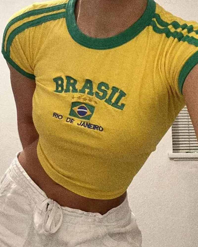 Brasil Crop Top - Y2K Summer Grunge, 90s Retro, Pastel Goth, Y2K Party & Club Outfits