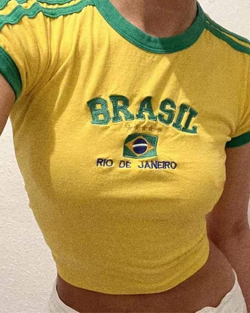 Brasil Crop Top - Y2K Summer Grunge, 90s Retro, Pastel Goth, Y2K Party & Club Outfits