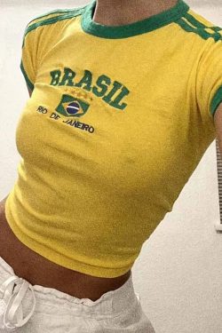 Brasil Crop Top - Y2K Summer Grunge, 90s Retro, Pastel Goth, Y2K Party & Club Outfits