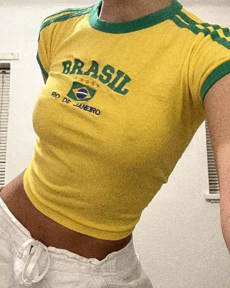 Brasil Crop Top - Y2K Summer Grunge, 90s Retro, Pastel Goth, Y2K Party & Club Outfits