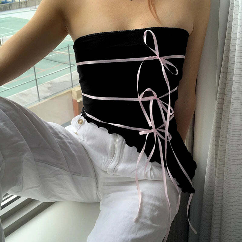 Breindy Strapless Top - Y2K Summer Grunge, 90s Retro, Pastel Goth, Y2K Party & Club Outfits