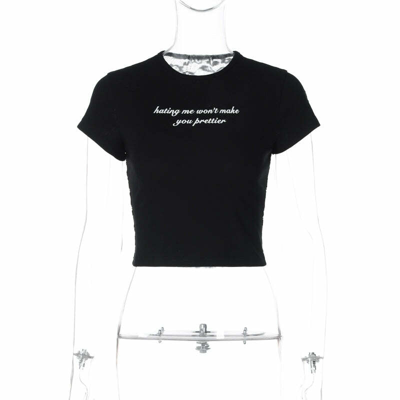 Brexley Letter Print T-Shirt - Y2K Summer, 90s Grunge, Retro Style, Baby Tees, Y2K Club