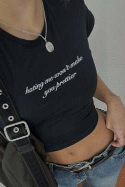 Brexley Letter Print T-Shirt - Y2K Summer, 90s Grunge, Retro Style, Baby Tees, Y2K Club