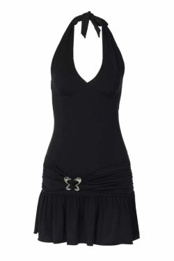 Brezlyn Mini Dress with Butterfly Buckle - Y2K Summer, 90s Grunge, Retro Party Outfit