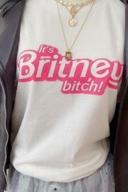 Britney T-Shirt - Y2K Summer Grunge 90s Fashion, Retro Popstar Outfit, Baby Tees, Y2K Club Style
