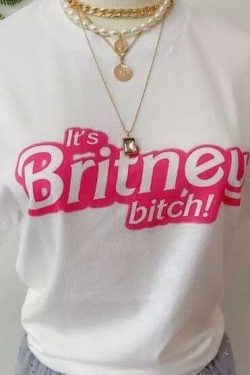 Britney T-Shirt - Y2K Summer Grunge 90s Fashion, Retro Popstar Outfit, Baby Tees, Y2K Club Style