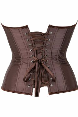 Brown Gothic Y2K Overbust Corset - Retro 90s Grunge, Summer Party, and Club Outfits