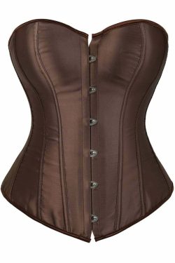 Brown Gothic Y2K Overbust Corset - Retro 90s Grunge, Summer Party, and Club Outfits