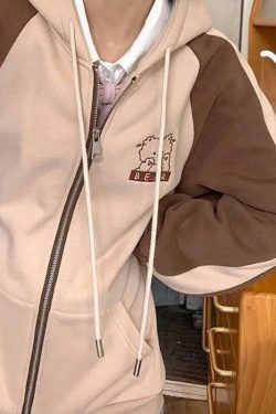 Brown Kawaii Bear Hoodie - Y2K Summer, 90s Grunge, Retro Style, Y2K Party & Club Outfits