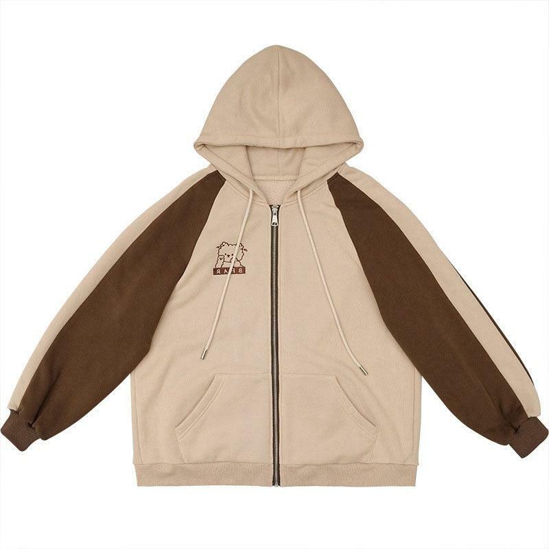 Brown Kawaii Bear Hoodie - Y2K Summer, 90s Grunge, Retro Style, Y2K Party & Club Outfits