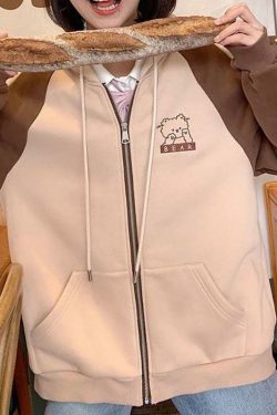 Brown Kawaii Bear Hoodie - Y2K Summer, 90s Grunge, Retro Style, Y2K Party & Club Outfits