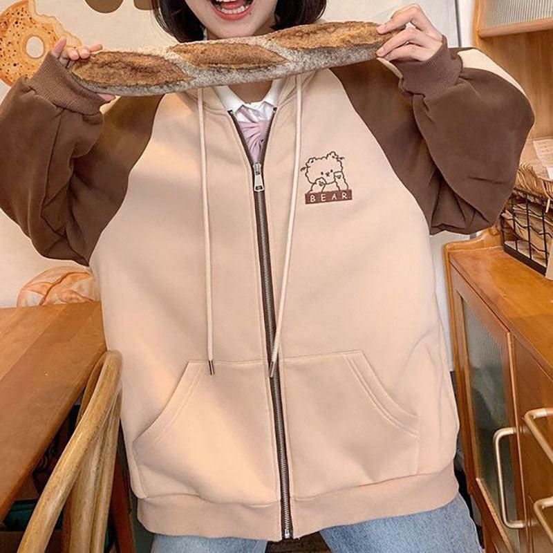 Brown Kawaii Bear Hoodie - Y2K Summer, 90s Grunge, Retro Style, Y2K Party & Club Outfits