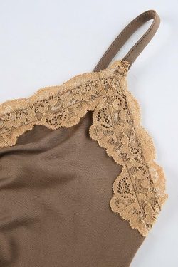 Brown Lace Up Crop Top - Y2K Summer, 90s Grunge, Retro Style, Y2K Party, Y2K Club,