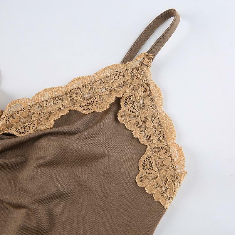 Brown Lace Up Crop Top - Y2K Summer, 90s Grunge, Retro Style, Y2K Party, Y2K Club,