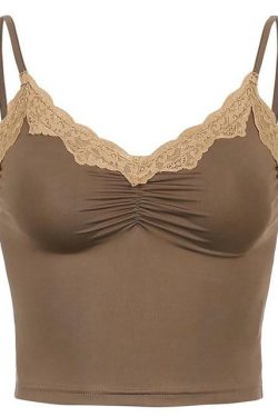 Brown Lace Up Crop Top - Y2K Summer, 90s Grunge, Retro Style, Y2K Party, Y2K Club,