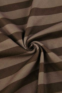 Brown Striped Mushroom Shirt - Y2K Summer Grunge, 90s Retro, Pastel Goth, Y2K Club & Party Outfits