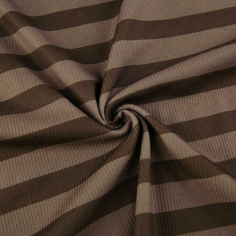 Brown Striped Mushroom Shirt - Y2K Summer Grunge, 90s Retro, Pastel Goth, Y2K Club & Party Outfits