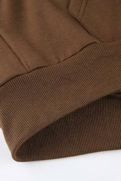 Brown Zip Hoodie - Y2K Summer Grunge, 90s Retro, Pastel Goth, Y2K Club & Party Outfits