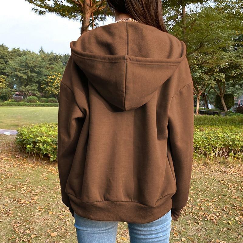 Brown Zip Hoodie - Y2K Summer Grunge, 90s Retro, Pastel Goth, Y2K Club & Party Outfits