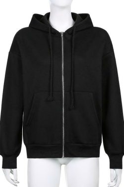 Brown Zip Hoodie - Y2K Summer Grunge, 90s Retro, Pastel Goth, Y2K Club & Party Outfits