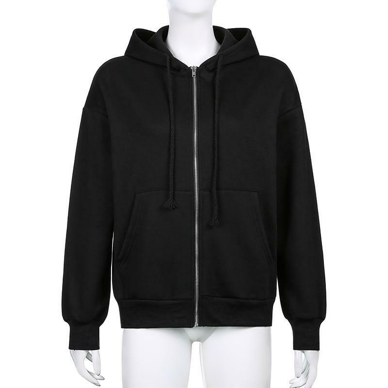 Brown Zip Hoodie - Y2K Summer Grunge, 90s Retro, Pastel Goth, Y2K Club & Party Outfits