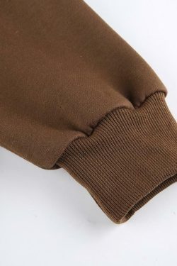Brown Zip Hoodie - Y2K Summer Grunge, 90s Retro, Pastel Goth, Y2K Club & Party Outfits